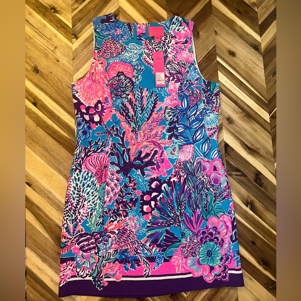 NWT Lilly Pulitzer MILA STRETCH SHIFT TURQUOISE OASIS SNUBA DUBA DOO size 14